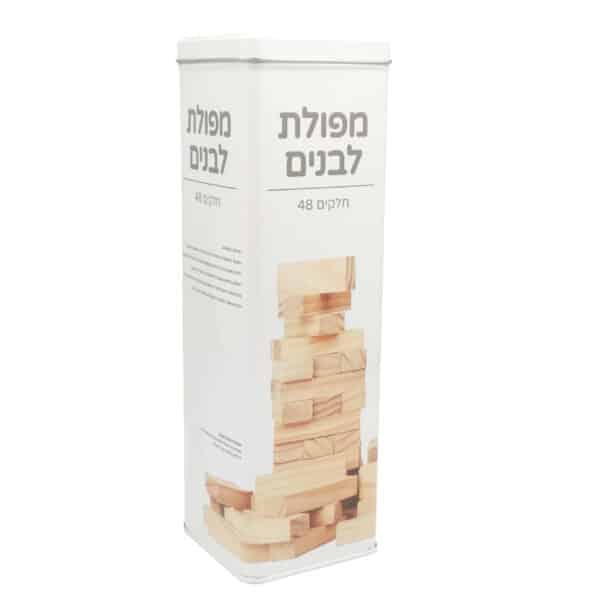 משחק ג'נגה ממותג בקופסת מתכת